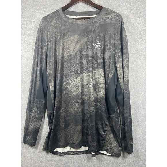 Realtree Fishing Other - Realtree Fishing Mens XL Long Sleeve Camo Performance Shirt Gray Mesh Panels